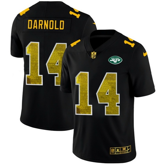 New York Jets 14 Sam Darnold Men Black Nike Golden Sequin Vapor Limited NFL Jersey New York Jets 14 Sam Darnold Men Black Nike Golden Sequin Vapor Limited NFL Jersey