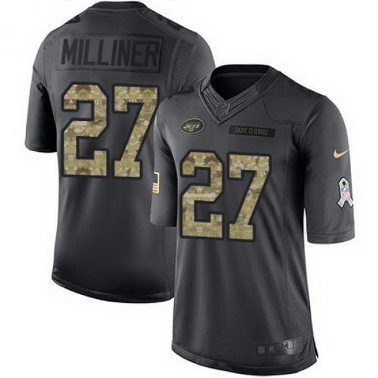 Nike Jets #27 Dee Milliner Black Mens Stitched NFL Limited 2016 Salute to Service Jersey Nike Jets #27 Dee Milliner Black Mens Stitched NFL Limited 2016 Salute to Service Jersey
