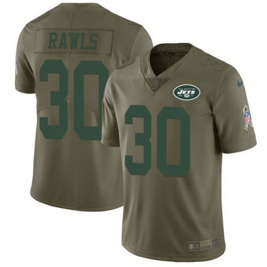 Nike Jets 30 Thomas Rawls Olive Salute To Service Limited Jersey Nike Jets 30 Thomas Rawls Olive Salute To Service Limited Jersey