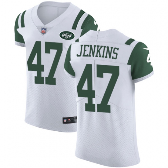 Nike Jets #47 Jordan Jenkins White Mens Stitched NFL Vapor Untouchable Elite Jersey Nike Jets #47 Jordan Jenkins White Mens Stitched NFL Vapor Untouchable Elite Jersey