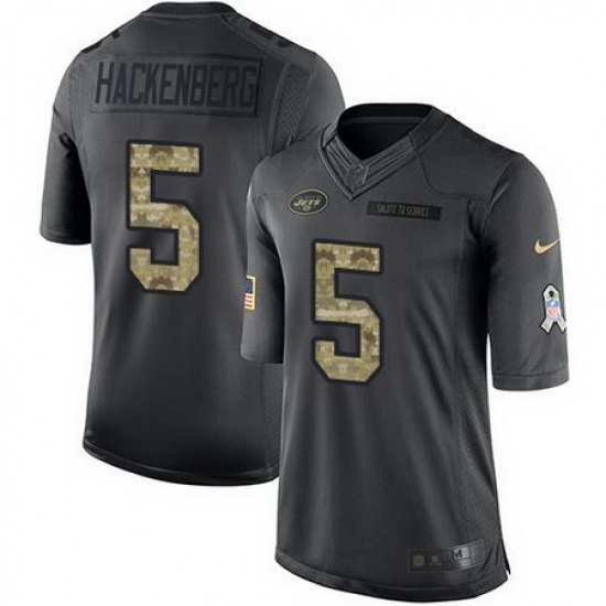 Nike Jets #5 Christian Hackenberg Black Mens Stitched NFL Limited 2016 Salute to Service Jersey Nike Jets #5 Christian Hackenberg Black Mens Stitched NFL Limited 2016 Salute to Service Jersey