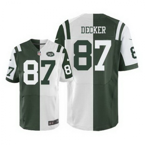 Nike Jets #87 Eric Decker Green White Mens Stitched NFL Elite Split Jersey Nike Jets #87 Eric Decker Green White Mens Stitched NFL Elite Split Jersey