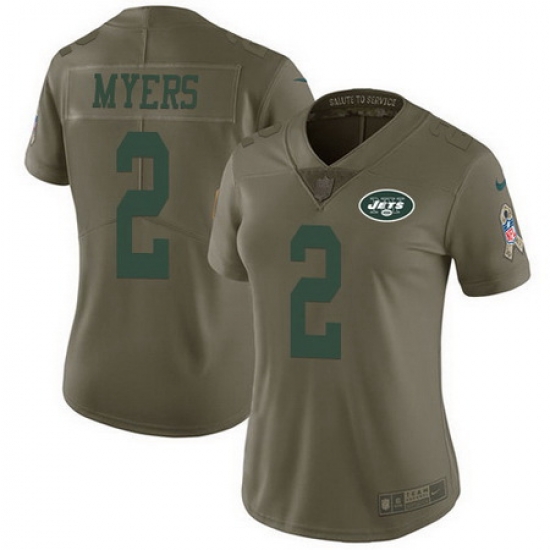 Nike Jets 2 Jason Myers Olive Womens Stitched NFL Limited 2017 Salute to Service Jersey Nike Jets 2 Jason Myers Olive Womens Stitched NFL Limited 2017 Salute to Service Jersey