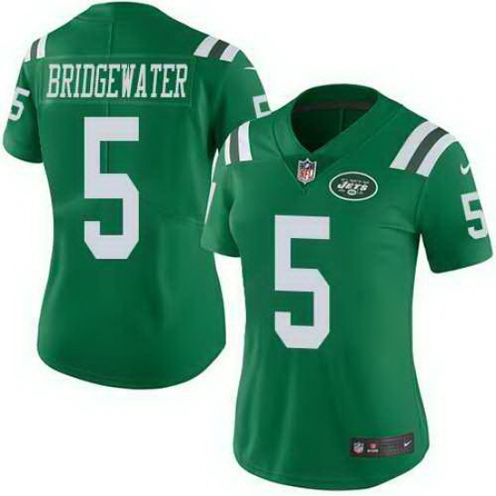Nike Jets 5 Teddy Bridgewater Green Women Color Rush Limited Jersey Nike Jets 5 Teddy Bridgewater Green Women Color Rush Limited Jersey