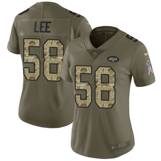 Nike Jets #58 Darron Lee Olive Camo Womens Stitched NFL Limited 2017 Salute to Service Jersey Nike Jets #58 Darron Lee Olive Camo Womens Stitched NFL Limited 2017 Salute to Service Jersey