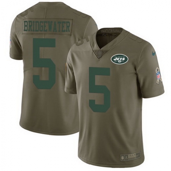 Nike Jets #5 Teddy Bridgewater Olive Youth Stitched NFL Limited 2017 Salute to Service Jersey Nike Jets #5 Teddy Bridgewater Olive Youth Stitched NFL Limited 2017 Salute to Service Jersey
