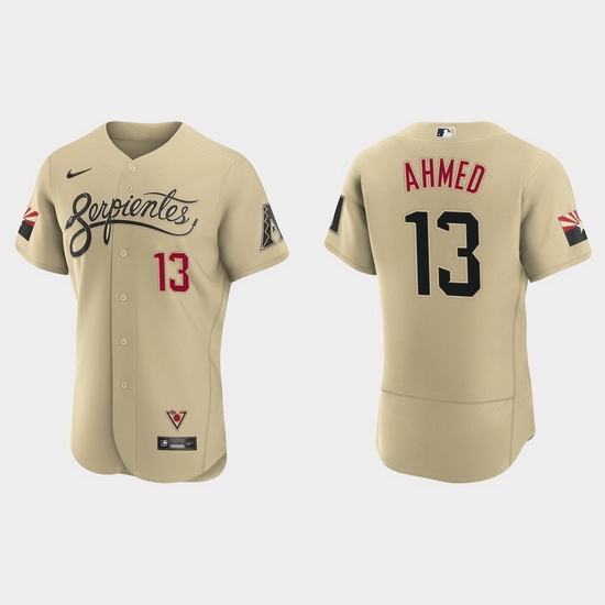 Arizona Diamondbacks 13 Nick Ahmed Men Nike 2021 City Connect Authentic MLB Jersey Gold Arizona Diamondbacks 13 Nick Ahmed Men Nike 2021 City Connect Authentic MLB Jersey Gold