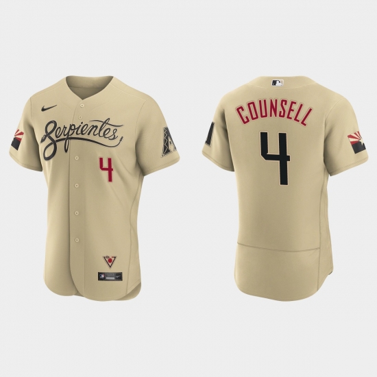 Arizona Diamondbacks 4 Craig Counsell Men Nike 2021 City Connect Authentic MLB Jersey Gold Arizona Diamondbacks 4 Craig Counsell Men Nike 2021 City Connect Authentic MLB Jersey Gold