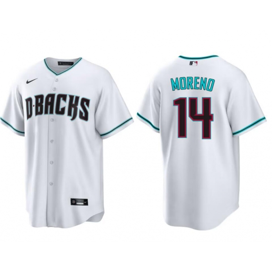 Men Arizona Diamondbacks #14 Gabriel Moreno White ALT Stitched Jersey Men Arizona Diamondbacks #14 Gabriel Moreno White ALT Stitched Jersey