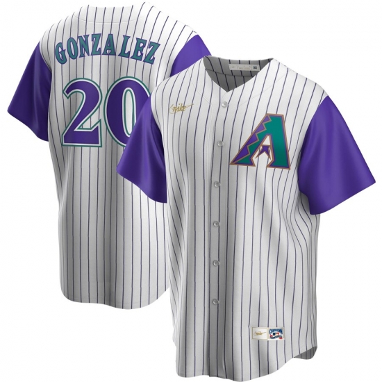 Men Arizona Diamondbacks 20 Luis Gonzalez Nike Alternate Cooperstown Collection Player MLB Jersey Cream Purple Men Arizona Diamondbacks 20 Luis Gonzalez Nike Alternate Cooperstown Collection Player MLB Jersey Cream Purple