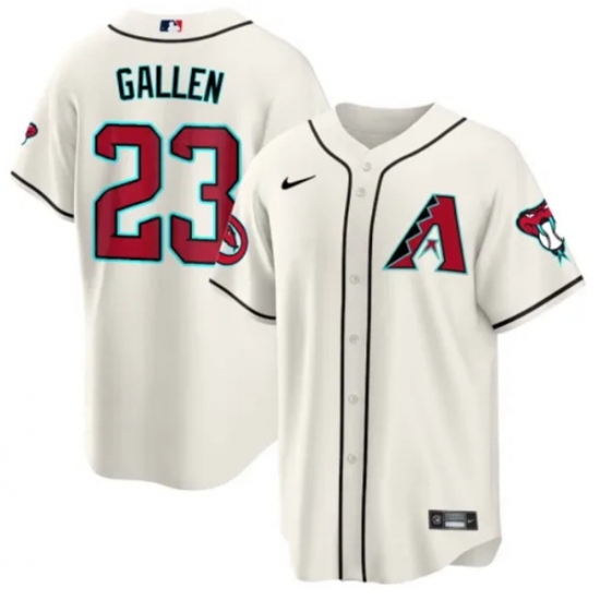 Men Arizona Diamondbacks 23 Zac Gallen 2023 24 Cream Cool Base Stitched Baseball Jersey Men Arizona Diamondbacks 23 Zac Gallen 2023 24 Cream Cool Base Stitched Baseball Jersey