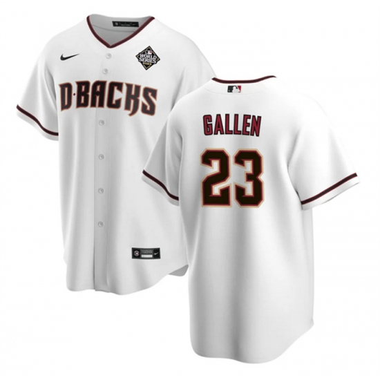 Men Arizona Diamondbacks 23 Zac Gallen White 2023 World Series Cool Base Stitched Baseball Jersey Men Arizona Diamondbacks 23 Zac Gallen White 2023 World Series Cool Base Stitched Baseball Jersey