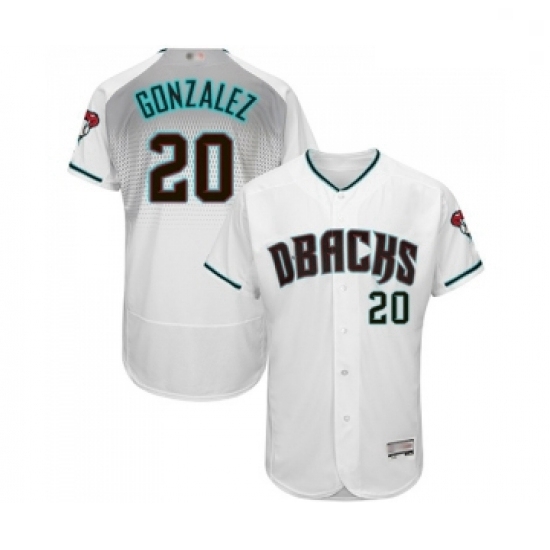 Mens Arizona Diamondbacks 20 Luis Gonzalez White Teal Alternate Authentic Collection Flex Base Baseball Jersey Mens Arizona Diamondbacks 20 Luis Gonzalez White Teal Alternate Authentic Collection Flex Base Baseball Jersey