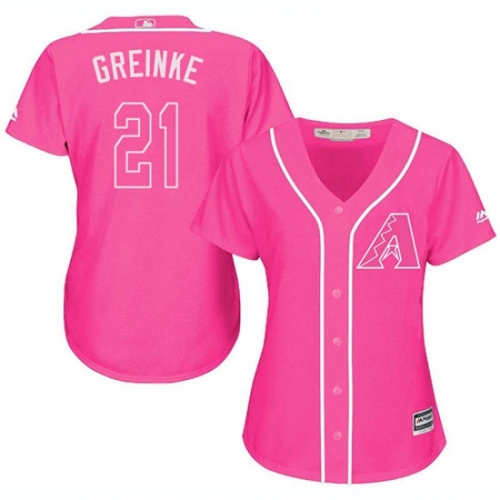 Womens Majestic Arizona Diamondbacks 21 Zack Greinke Replica Pink Fashion MLB Jersey Womens Majestic Arizona Diamondbacks 21 Zack Greinke Replica Pink Fashion MLB Jersey