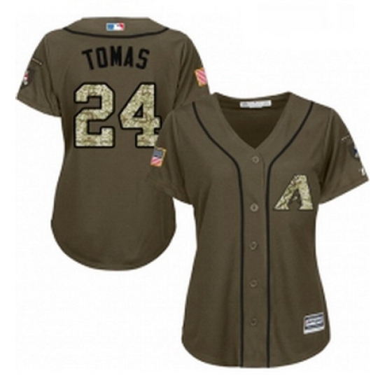 Womens Majestic Arizona Diamondbacks 24 Yasmany Tomas Replica Green Salute to Service MLB Jersey Womens Majestic Arizona Diamondbacks 24 Yasmany Tomas Replica Green Salute to Service MLB Jersey
