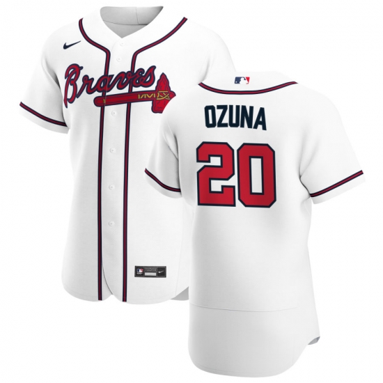 Men Atlanta Braves 20 Marcell Ozuna Men Nike White Home 2020 Flex Base Player MLB Jersey Men Atlanta Braves 20 Marcell Ozuna Men Nike White Home 2020 Flex Base Player MLB Jersey