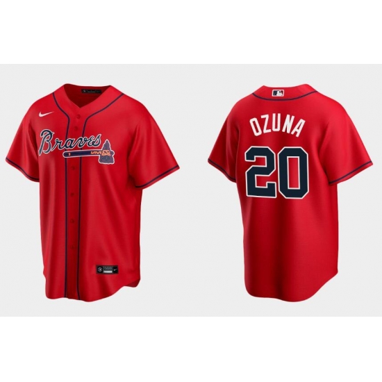 Men Atlanta Braves 20 Marcell Ozuna Red Cool Base Stitched Jersey Men Atlanta Braves 20 Marcell Ozuna Red Cool Base Stitched Jersey