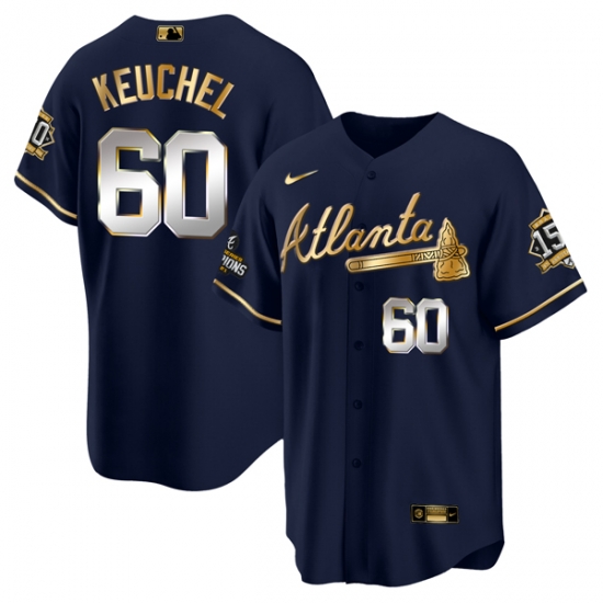 Men Atlanta Braves 60 Dallas Keuchel 2021 Navy Gold World Series Champions With 150th Anniversary Patch Cool Base Stitched Jersey Men Atlanta Braves 60 Dallas Keuchel 2021 Navy Gold World Series Champions With 150th Anniversary Patch Cool Base Stitched Jersey
