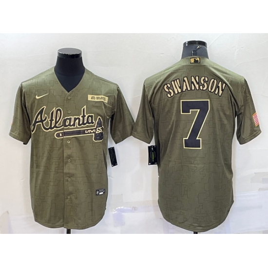 Men Atlanta Braves 7 Dansby Swanso Camo Salute To Service Cool Base Stitched Jersey Men Atlanta Braves 7 Dansby Swanso Camo Salute To Service Cool Base Stitched Jersey