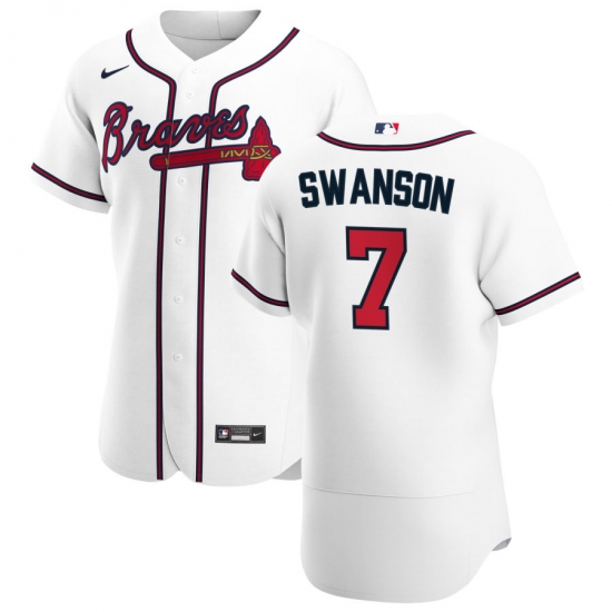 Men Atlanta Braves 7 Dansby Swanson Men Nike White Home 2020 Flex Base Player MLB Jersey Men Atlanta Braves 7 Dansby Swanson Men Nike White Home 2020 Flex Base Player MLB Jersey