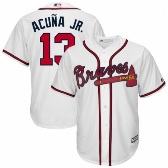 Mens Atlanta Braves 13 Ronald Acua Jr Majestic White Official Cool Base Player Jersey Mens Atlanta Braves 13 Ronald Acua Jr Majestic White Official Cool Base Player Jersey