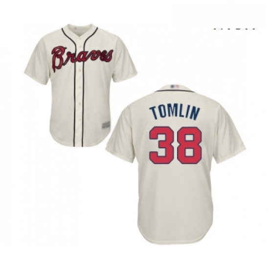 Mens Atlanta Braves 38 Josh Tomlin Replica Cream Alternate 2 Cool Base Baseball Jersey Mens Atlanta Braves 38 Josh Tomlin Replica Cream Alternate 2 Cool Base Baseball Jersey
