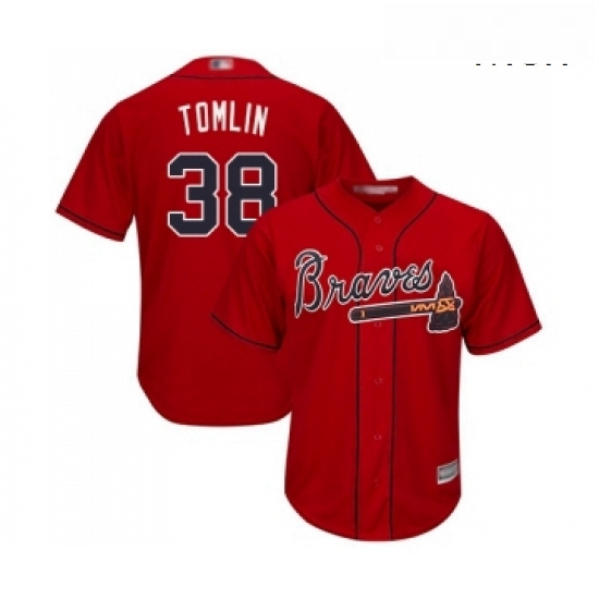 Mens Atlanta Braves 38 Josh Tomlin Replica Red Alternate Cool Base Baseball Jersey Mens Atlanta Braves 38 Josh Tomlin Replica Red Alternate Cool Base Baseball Jersey