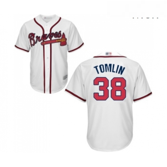 Mens Atlanta Braves 38 Josh Tomlin Replica White Home Cool Base Baseball Jersey Mens Atlanta Braves 38 Josh Tomlin Replica White Home Cool Base Baseball Jersey