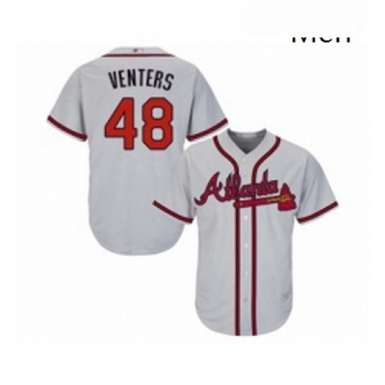 Mens Atlanta Braves 48 Jonny Venters Replica Grey Road Cool Base Baseball Jersey Mens Atlanta Braves 48 Jonny Venters Replica Grey Road Cool Base Baseball Jersey