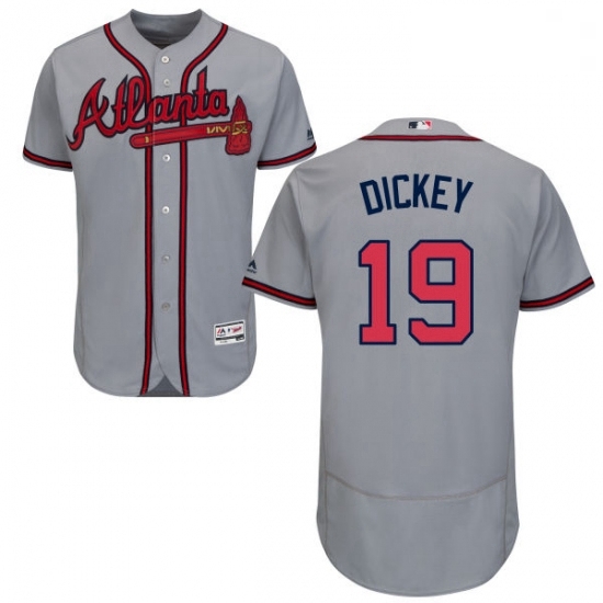 Mens Majestic Atlanta Braves 19 RA Dickey Grey Flexbase Authentic Collection MLB Jersey Mens Majestic Atlanta Braves 19 RA Dickey Grey Flexbase Authentic Collection MLB Jersey