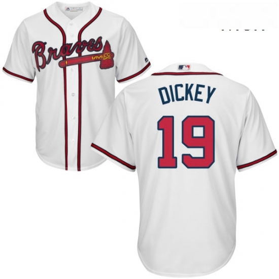 Mens Majestic Atlanta Braves 19 RA Dickey Replica White Home Cool Base MLB Jersey Mens Majestic Atlanta Braves 19 RA Dickey Replica White Home Cool Base MLB Jersey