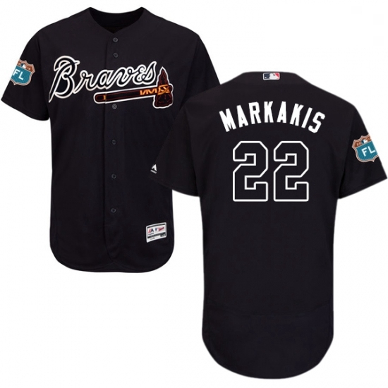 Mens Majestic Atlanta Braves 22 Nick Markakis Navy Blue Alternate Flex Base Authentic Collection MLB Jersey Mens Majestic Atlanta Braves 22 Nick Markakis Navy Blue Alternate Flex Base Authentic Collection MLB Jersey