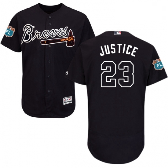 Mens Majestic Atlanta Braves 23 David Justice Navy Blue Alternate Flex Base Authentic Collection MLB Jersey Mens Majestic Atlanta Braves 23 David Justice Navy Blue Alternate Flex Base Authentic Collection MLB Jersey