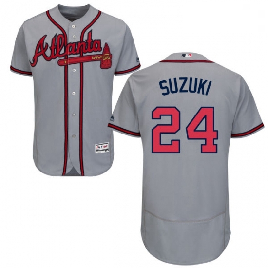 Mens Majestic Atlanta Braves 24 Kurt Suzuki Grey Flexbase Authentic Collection MLB Jersey Mens Majestic Atlanta Braves 24 Kurt Suzuki Grey Flexbase Authentic Collection MLB Jersey