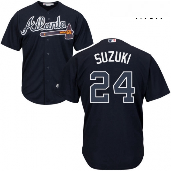 Mens Majestic Atlanta Braves 24 Kurt Suzuki Replica Blue Alternate Road Cool Base MLB Jersey Mens Majestic Atlanta Braves 24 Kurt Suzuki Replica Blue Alternate Road Cool Base MLB Jersey