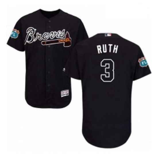 Mens Majestic Atlanta Braves 3 Babe Ruth Navy Blue Alternate Flex Base Authentic Collection MLB Jersey Mens Majestic Atlanta Braves 3 Babe Ruth Navy Blue Alternate Flex Base Authentic Collection MLB Jersey
