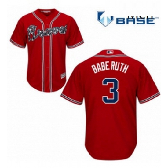 Mens Majestic Atlanta Braves 3 Babe Ruth Replica Red Alternate Cool Base MLB Jersey Mens Majestic Atlanta Braves 3 Babe Ruth Replica Red Alternate Cool Base MLB Jersey
