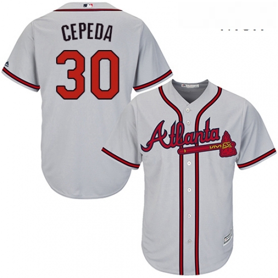 Mens Majestic Atlanta Braves 30 Orlando Cepeda Replica Grey Road Cool Base MLB Jersey Mens Majestic Atlanta Braves 30 Orlando Cepeda Replica Grey Road Cool Base MLB Jersey