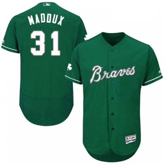 Mens Majestic Atlanta Braves 31 Greg Maddux Green Celtic Flexbase Authentic Collection MLB Jersey Mens Majestic Atlanta Braves 31 Greg Maddux Green Celtic Flexbase Authentic Collection MLB Jersey