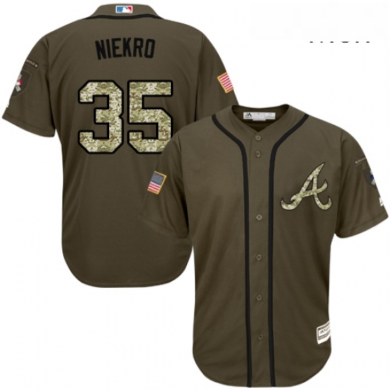Mens Majestic Atlanta Braves 35 Phil Niekro Replica Blue Salute to Service MLB Jersey Mens Majestic Atlanta Braves 35 Phil Niekro Replica Blue Salute to Service MLB Jersey