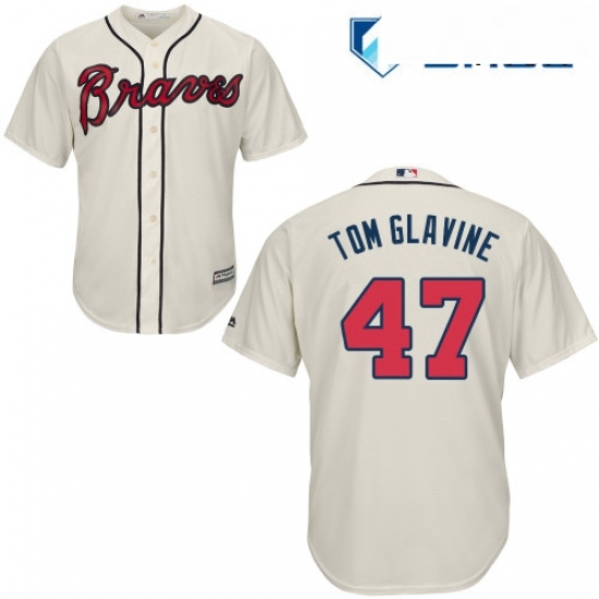 Mens Majestic Atlanta Braves 47 Tom Glavine Replica Cream Alternate 2 Cool Base MLB Jersey Mens Majestic Atlanta Braves 47 Tom Glavine Replica Cream Alternate 2 Cool Base MLB Jersey