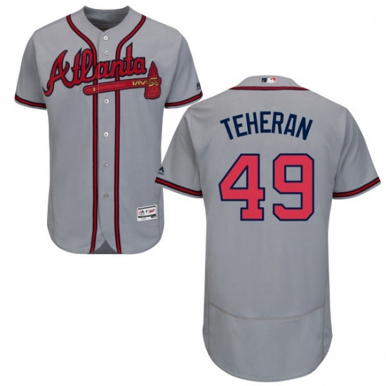 Mens Majestic Atlanta Braves 49 Julio Teheran Grey Road Flex Base Authentic Collection MLB Jersey Mens Majestic Atlanta Braves 49 Julio Teheran Grey Road Flex Base Authentic Collection MLB Jersey