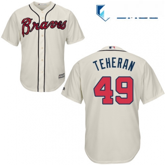 Mens Majestic Atlanta Braves 49 Julio Teheran Replica Cream Alternate 2 Cool Base MLB Jersey Mens Majestic Atlanta Braves 49 Julio Teheran Replica Cream Alternate 2 Cool Base MLB Jersey