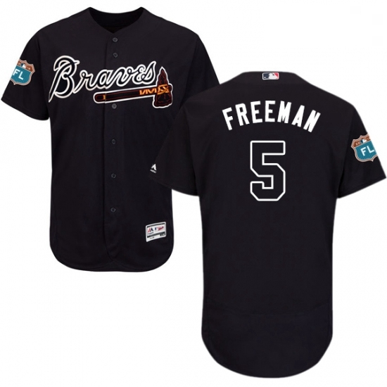Mens Majestic Atlanta Braves 5 Freddie Freeman Navy Blue Alternate Flex Base Authentic Collection MLB Jersey Mens Majestic Atlanta Braves 5 Freddie Freeman Navy Blue Alternate Flex Base Authentic Collection MLB Jersey