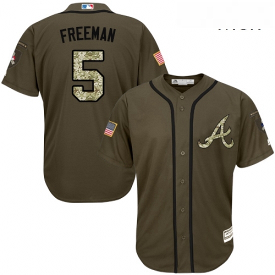 Mens Majestic Atlanta Braves 5 Freddie Freeman Replica Green Salute to Service MLB Jersey Mens Majestic Atlanta Braves 5 Freddie Freeman Replica Green Salute to Service MLB Jersey