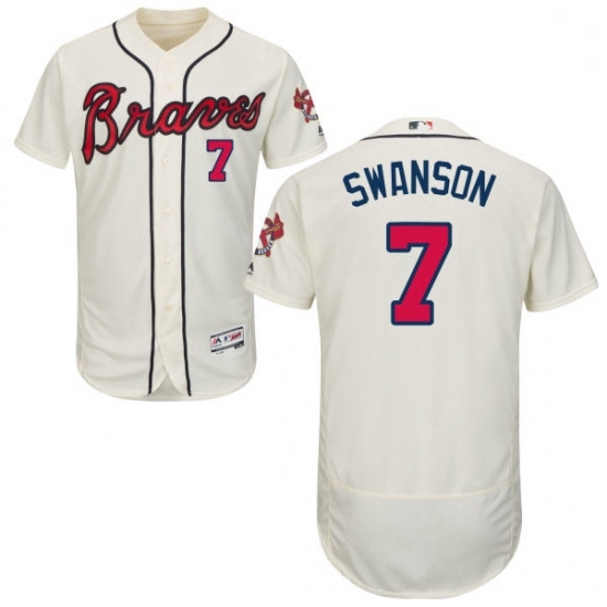 Mens Majestic Atlanta Braves 7 Dansby Swanson Cream Flexbase Authentic Collection MLB Jersey Mens Majestic Atlanta Braves 7 Dansby Swanson Cream Flexbase Authentic Collection MLB Jersey