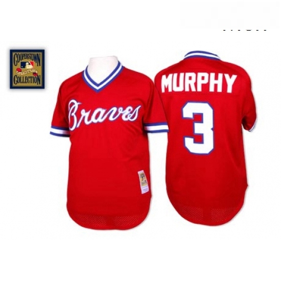 Mens Mitchell and Ness 1980 Atlanta Braves 3 Dale Murphy Authentic Red Throwback MLB Jersey Mens Mitchell and Ness 1980 Atlanta Braves 3 Dale Murphy Authentic Red Throwback MLB Jersey