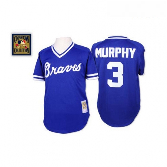 Mens Mitchell and Ness Atlanta Braves 3 Dale Murphy Authentic Blue Throwback MLB Jersey Mens Mitchell and Ness Atlanta Braves 3 Dale Murphy Authentic Blue Throwback MLB Jersey
