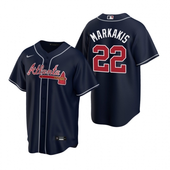 Mens Nike Atlanta Braves 22 Nick Markakis Navy Alternate Stitched Baseball Jerse Mens Nike Atlanta Braves 22 Nick Markakis Navy Alternate Stitched Baseball Jerse