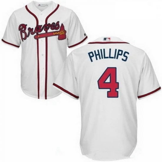 Men's Nike Atlanta Braves #4 Brandon Phillips White Cool Base Jersey Men's Nike Atlanta Braves #4 Brandon Phillips White Cool Base Jersey